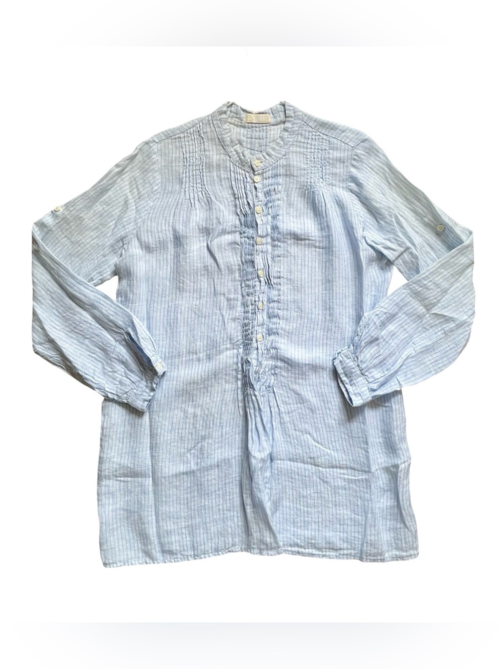 CP Shades 100% Linen Striped Long Sleeve Tunic Shirt Small - Picture 3 of 6
